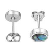 Abalone Round Silver Earrings - e365